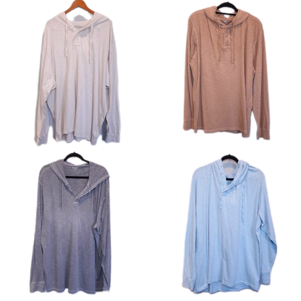 OLD NAVY Bundle Of 4 Hoodies Soft Wash Garment Dyed Lightweight Heathered Cotton